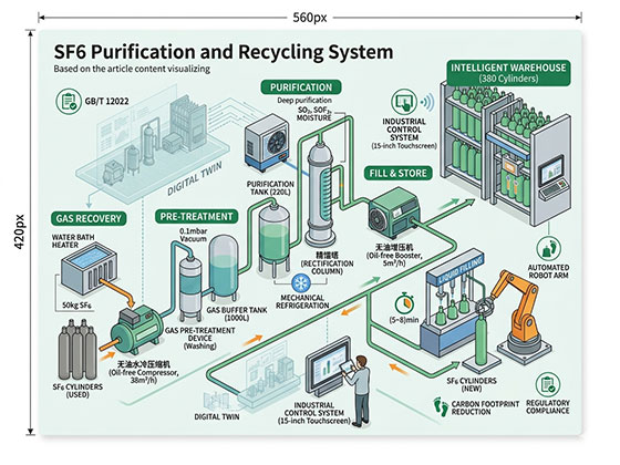 Zero-emission SF6 Gas Handling for Large-scale SF6 Purification and Recycling: The Future of Sustainable Grid Infrastructure