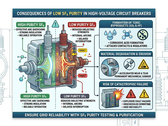 Consequences of low SF6 purity in high-voltage circuit breakers
