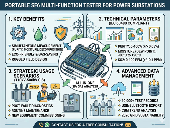Portable SF6 Multi-function Tester for Power Substations