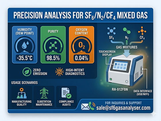 Gas Analyzer for SF₆/N₂/CF₄ Mixed Gas Key Parameter Measurement