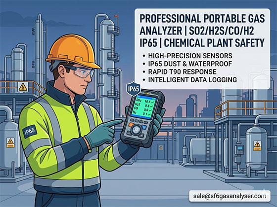 Portable Gas Analyzer for SO2/H2S/CO/H2 | IP65 Chemical Plant Safety