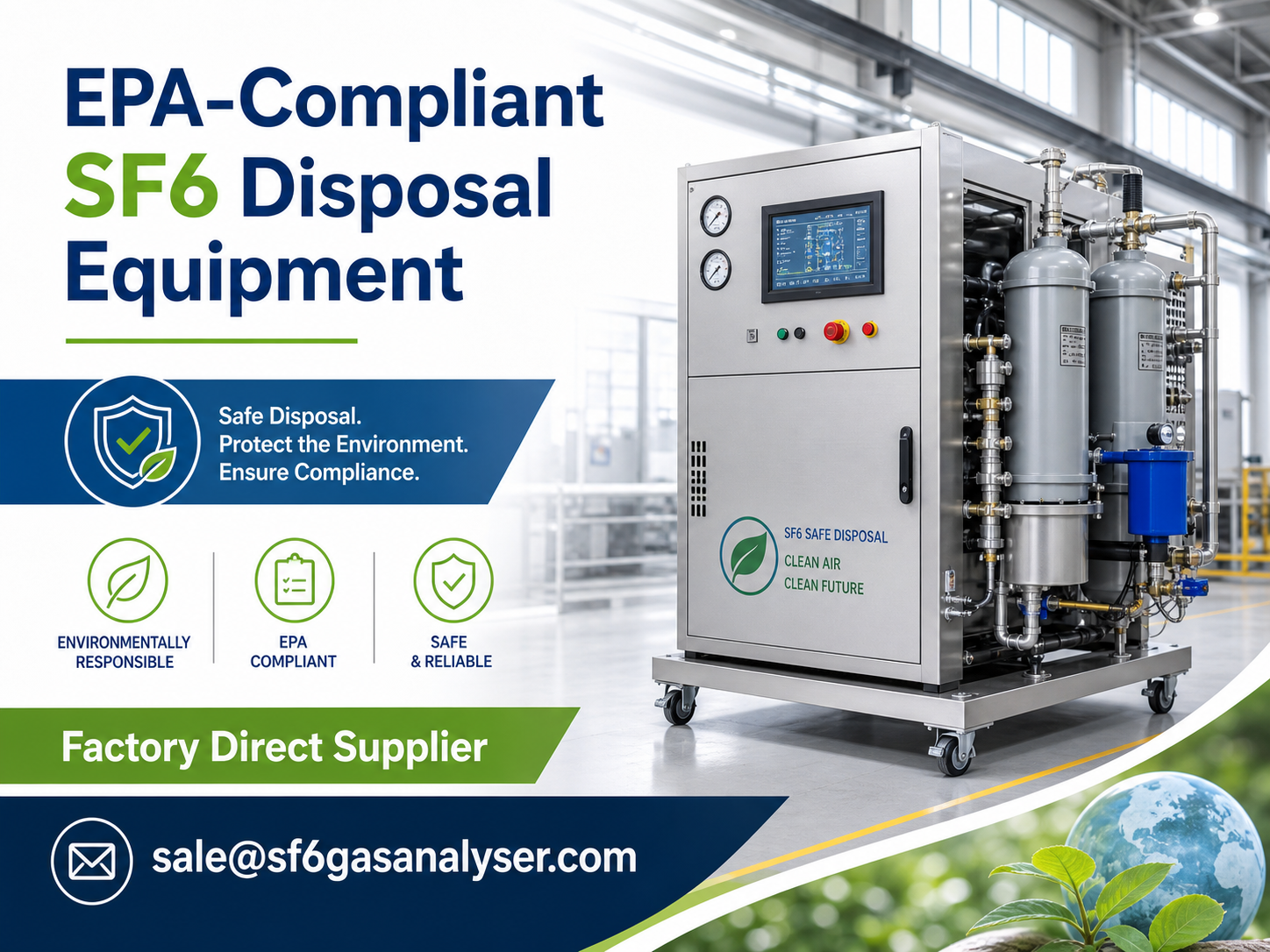 Factory direct EPA-compliant SF6 disposal equipment for safe gas recovery and handling