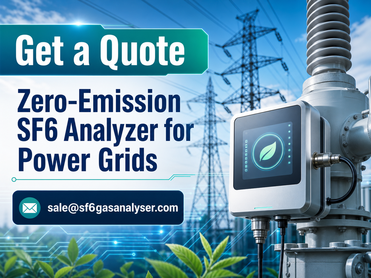 Zero-emission SF6 analyzer for power grid testing with get a quote prompt