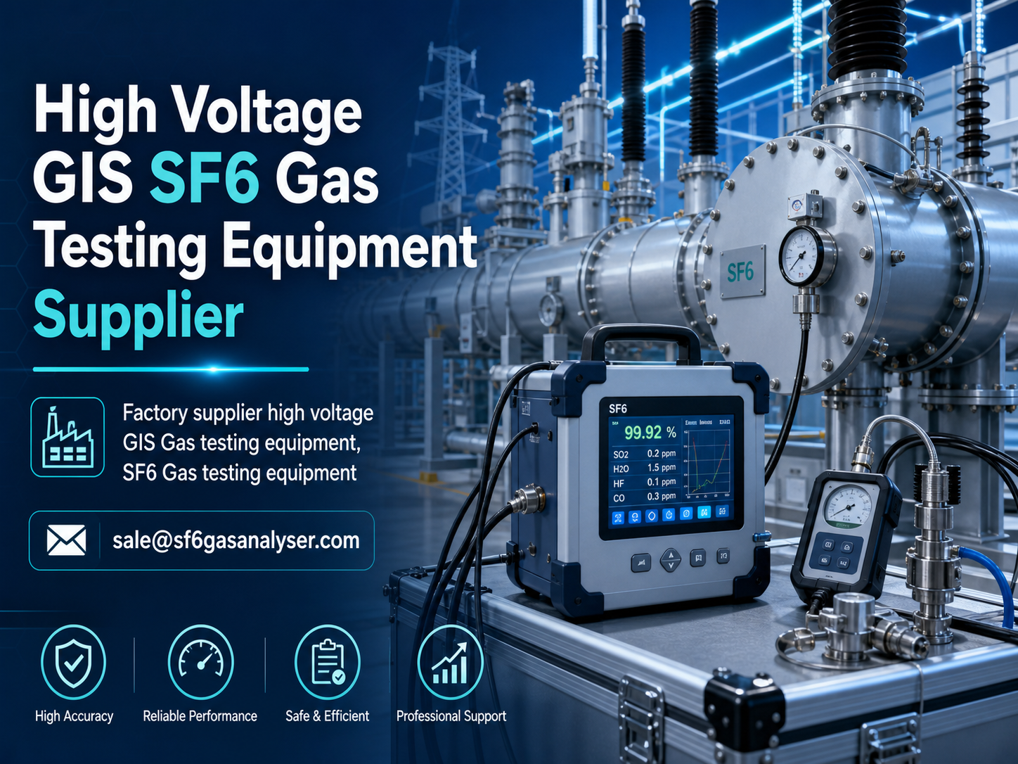 Factory supplier high voltage GIS SF6 gas testing equipment for electrical substations