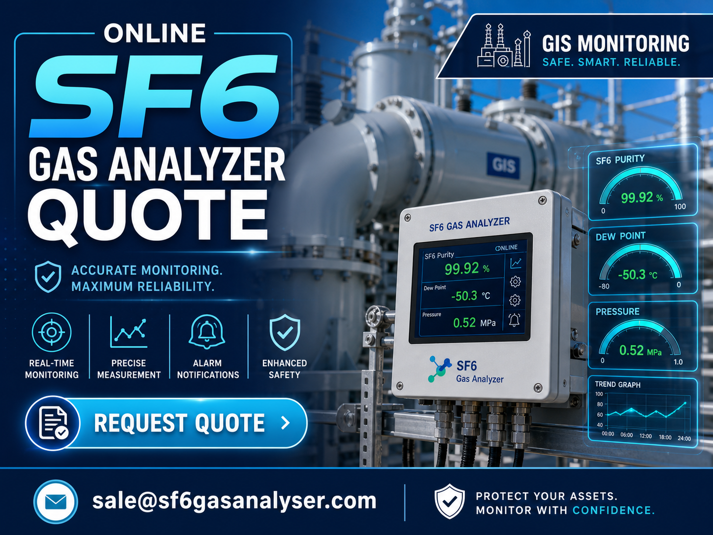 Online SF6 gas analyzer for GIS monitoring with request quote from manufacturer