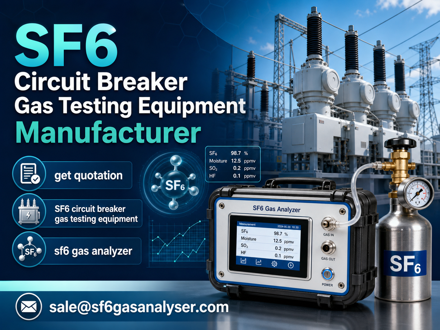 SF6 gas analyzer equipment for circuit breaker testing from a manufacturer supplier